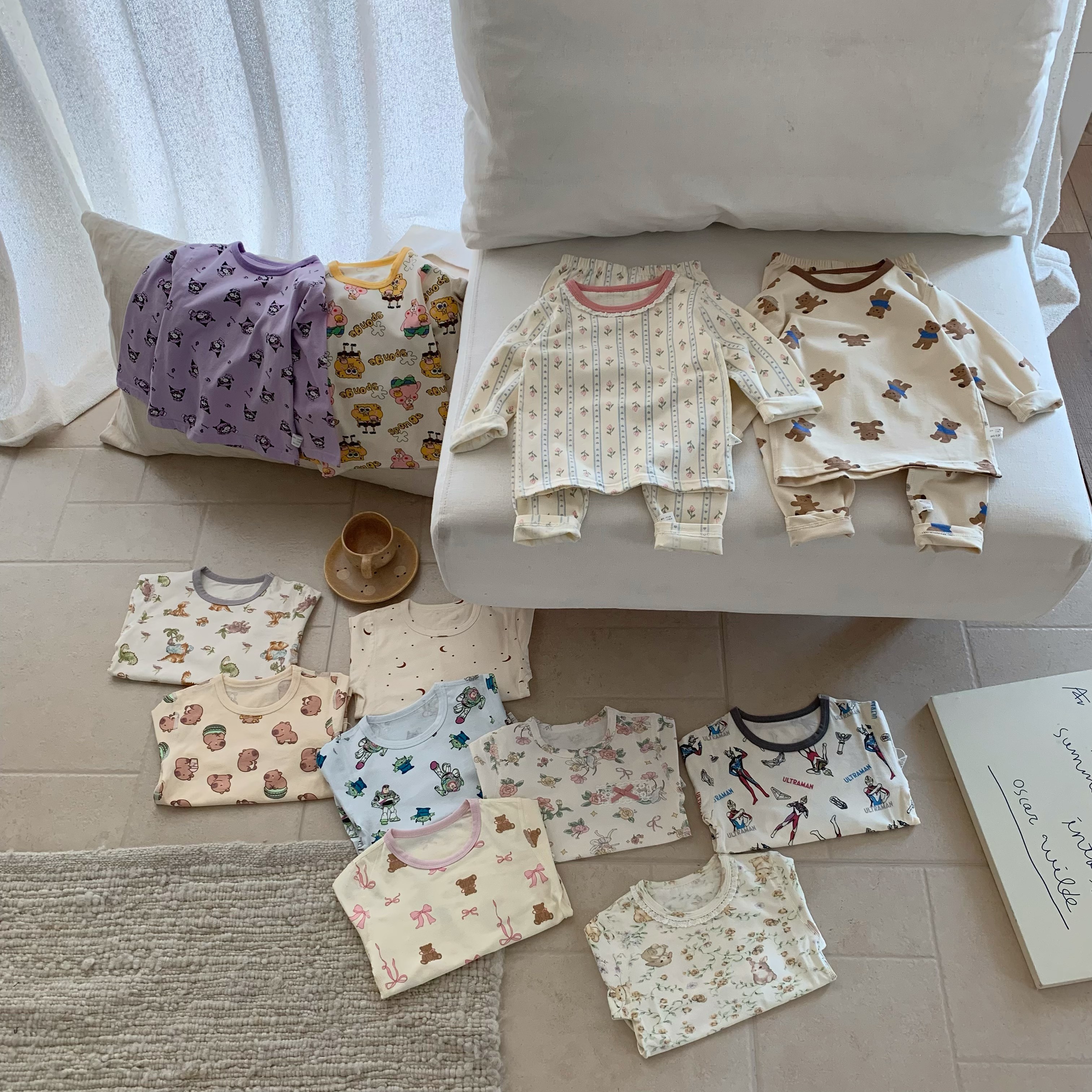 62001洹彩秋季新品儿童卡通莱卡套装男女童家居服