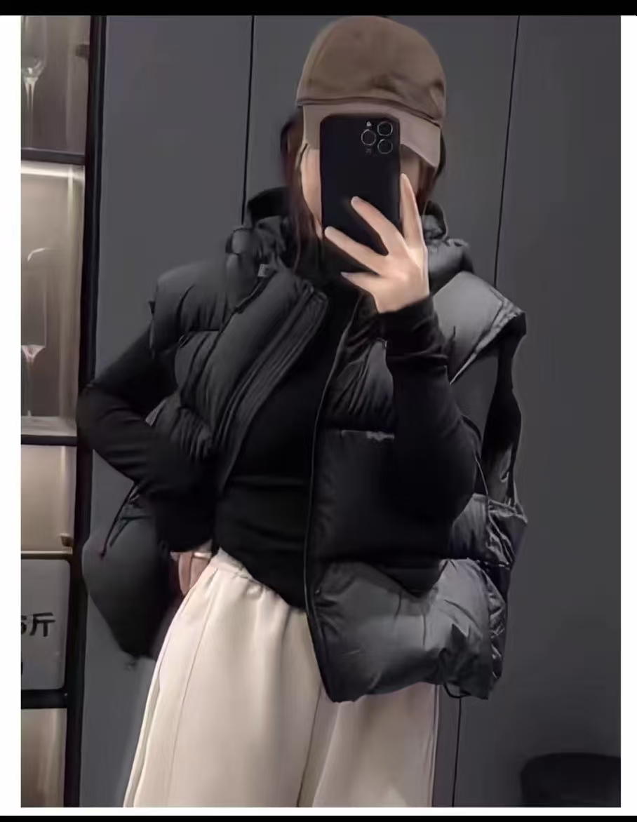 2025秋冬季新款棉马甲小个子连帽款式短款泡芙背心