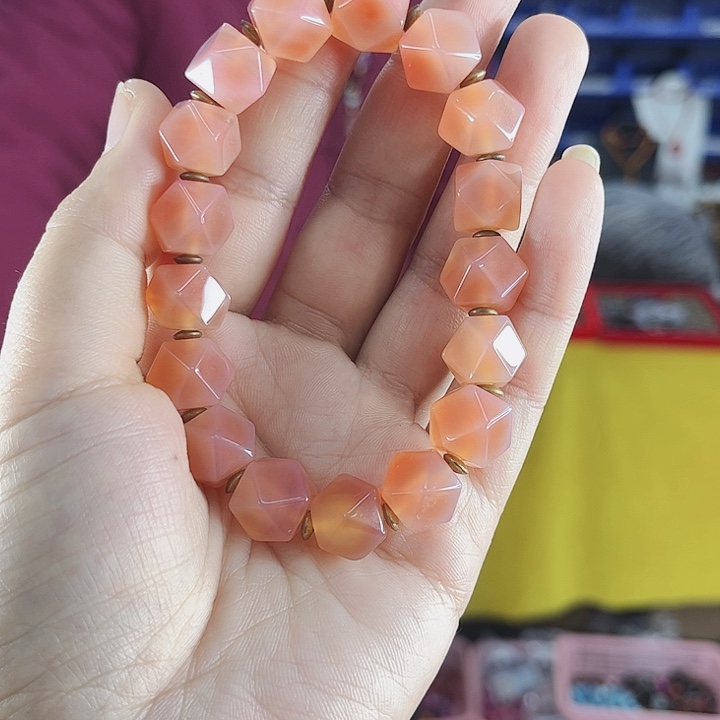 玛瑙手链未镶嵌T45玲珑钻切手串