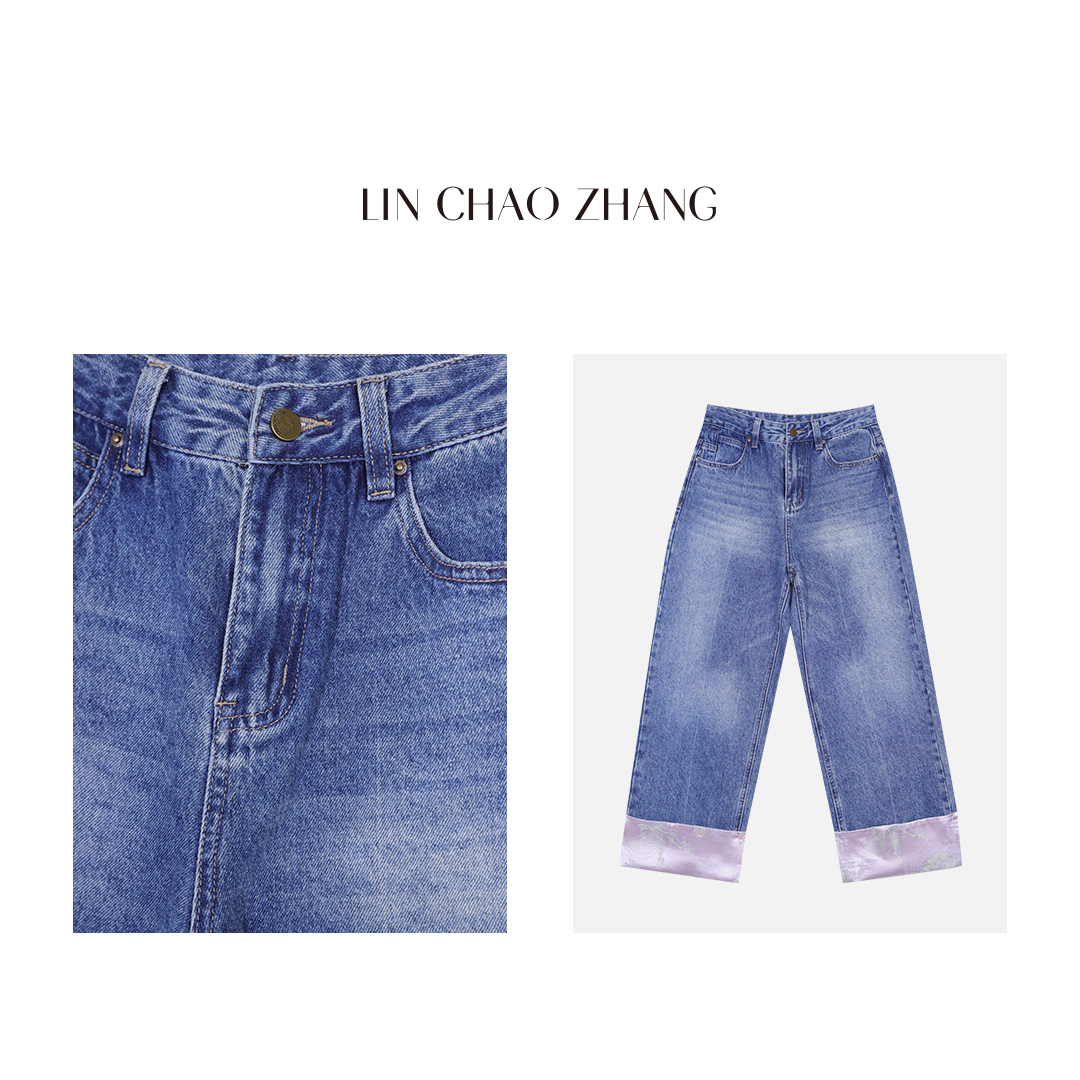 国风细节脚口牛仔裤 LK240006