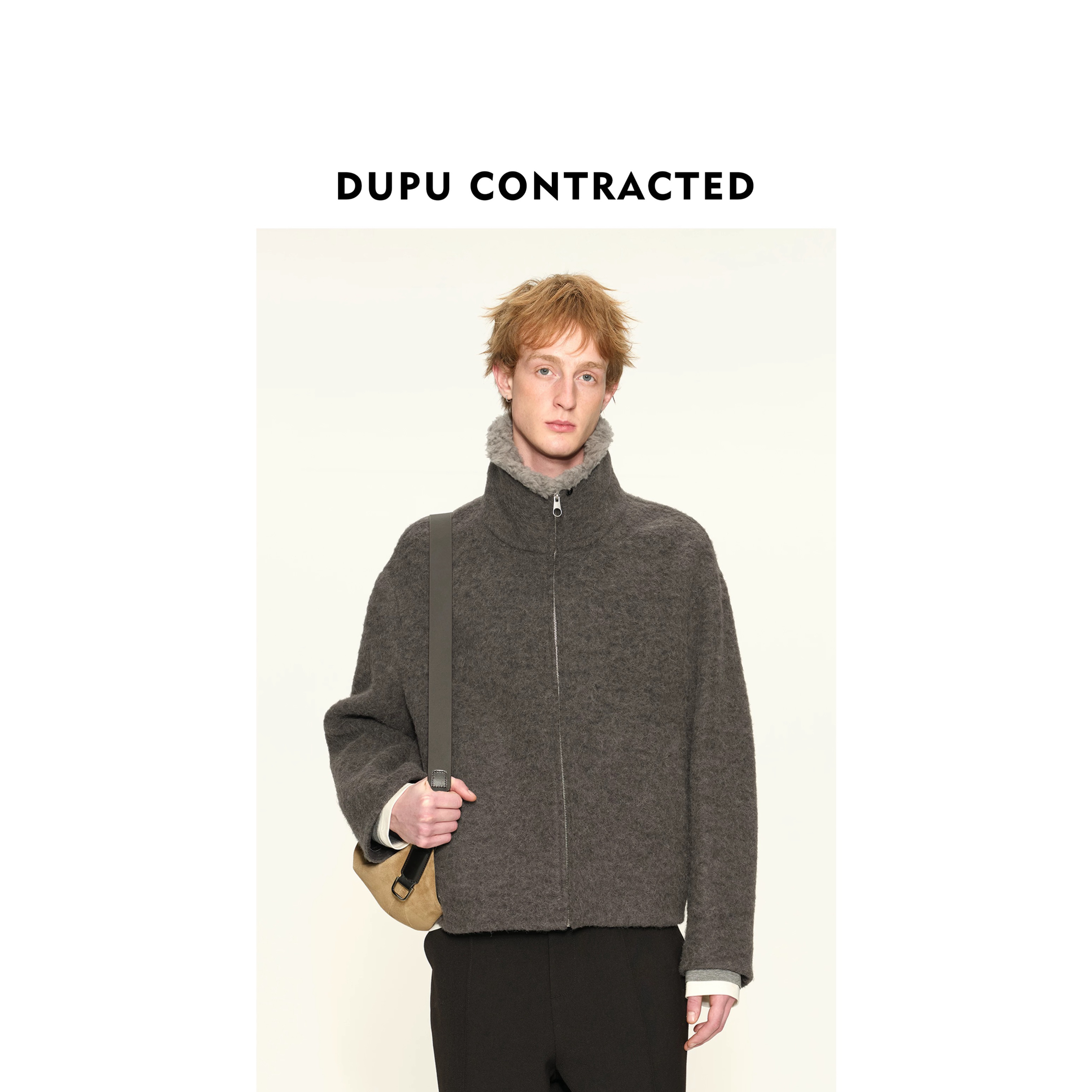 【DUPU】黑标顶奢/苏利羊驼 可拆卸羊毛领宽松羊毛外套男装