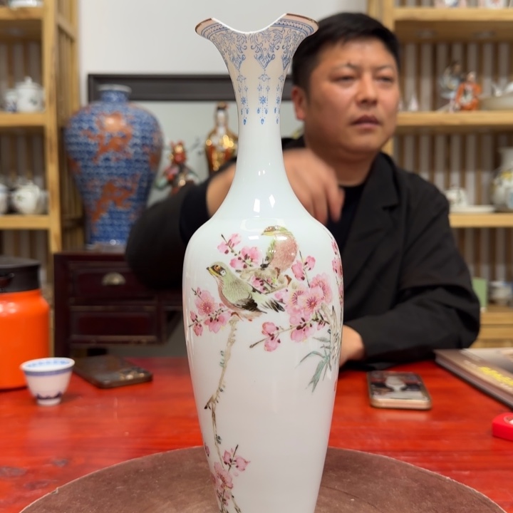 瓷***）陶景德镇陶瓷花鸟花瓶