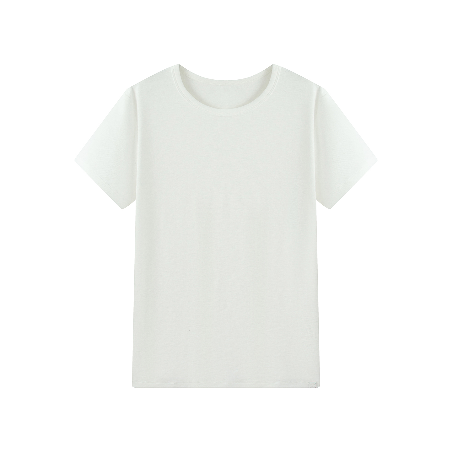 艾家常规圆领纯色短袖修身型T恤女士时尚春夏白色11110