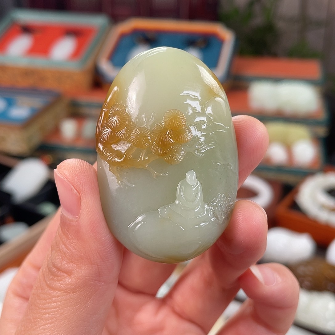 未镶嵌和田玉挂件画*