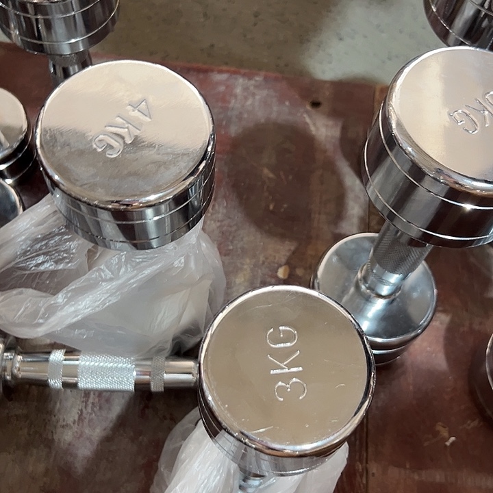 全新电镀纯钢哑铃3公斤一对