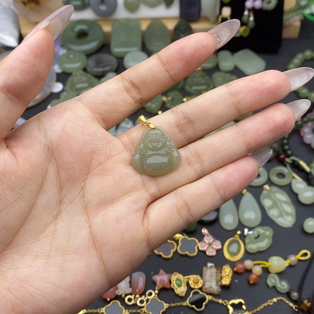 和田玉吊坠(不含链)银S925镶嵌