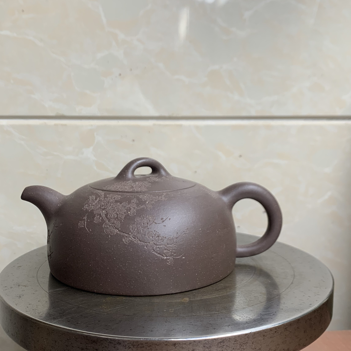 全手工半月卡盖紫茄泥老壶紫砂茶壶精美手制老泥圆壶纯手工紫砂壶