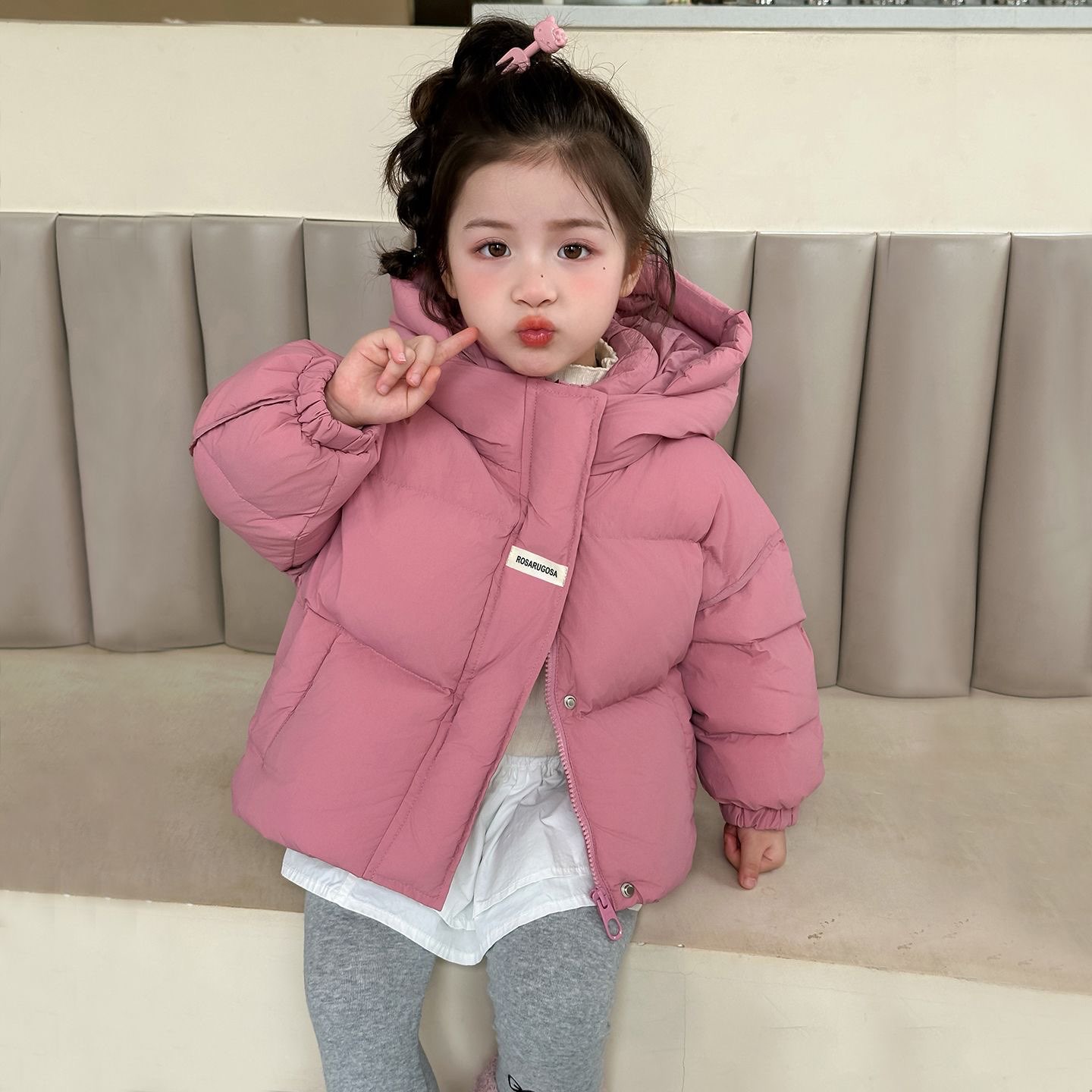 女童棉衣冬装新款外套宝宝冬季棉服儿童加厚保暖棉袄连帽面包服潮