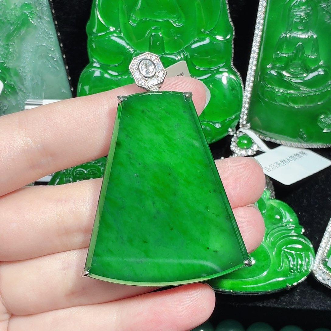 翡翠银S925镶嵌颈饰天然A货翡翠