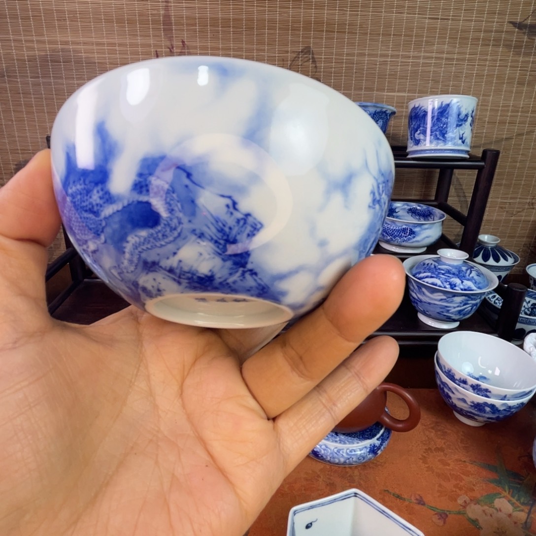 器***昂景德镇陶瓷艺术三龙普洱杯