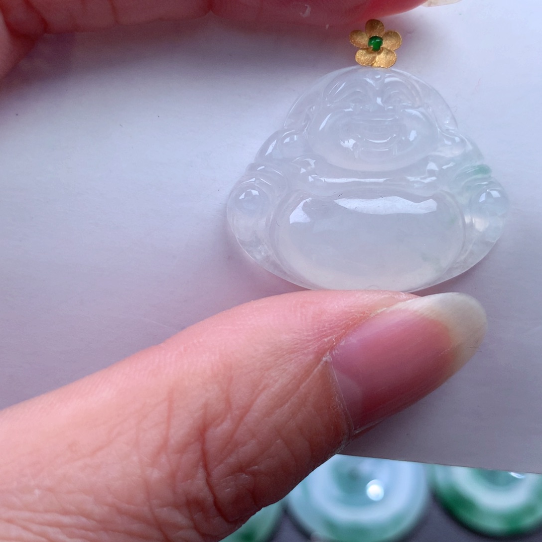 翡翠吊坠(不含链)18K金镶嵌