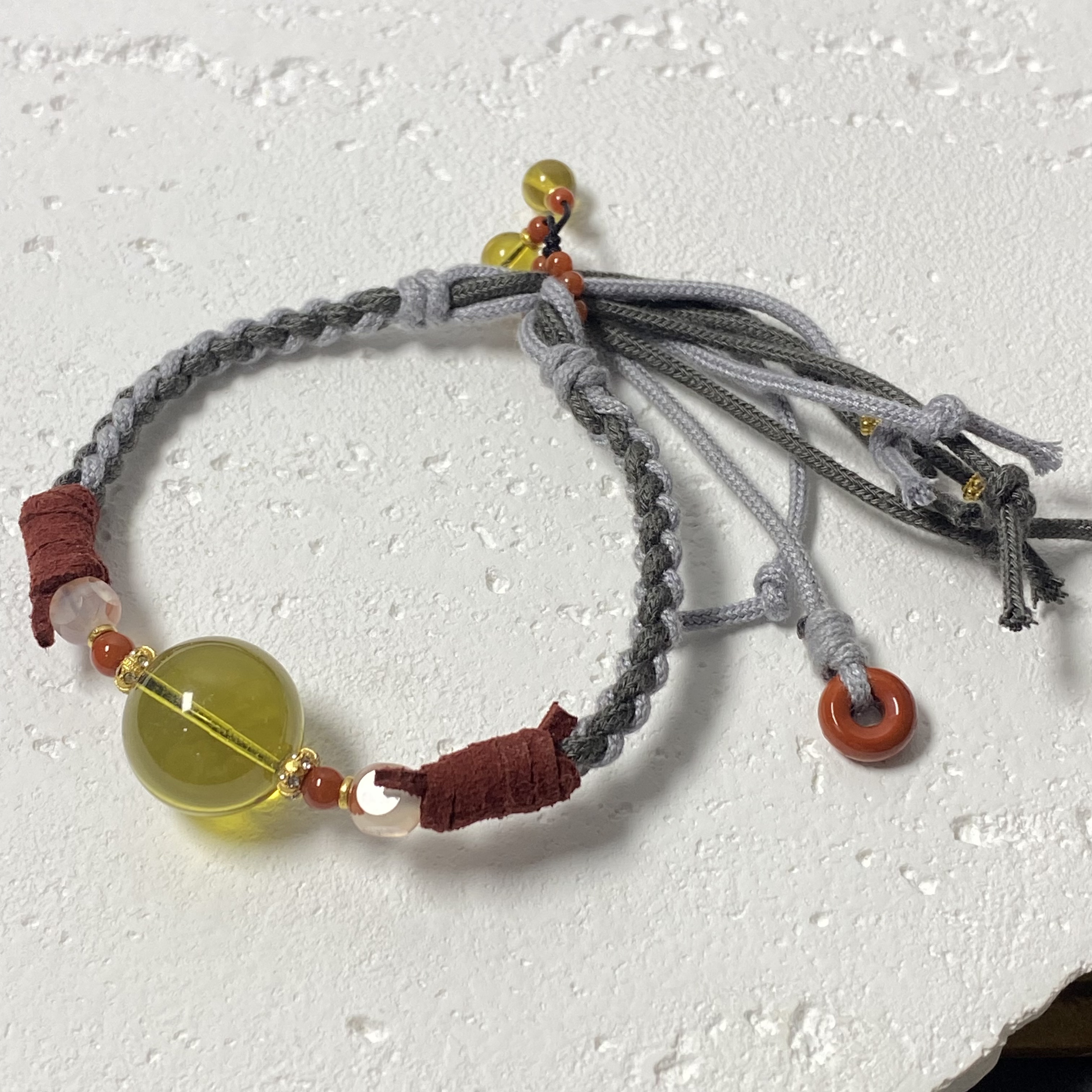 【亿轩珠宝】ZX152206墨西哥蓝珀圆珠手绳diy南红16mm+