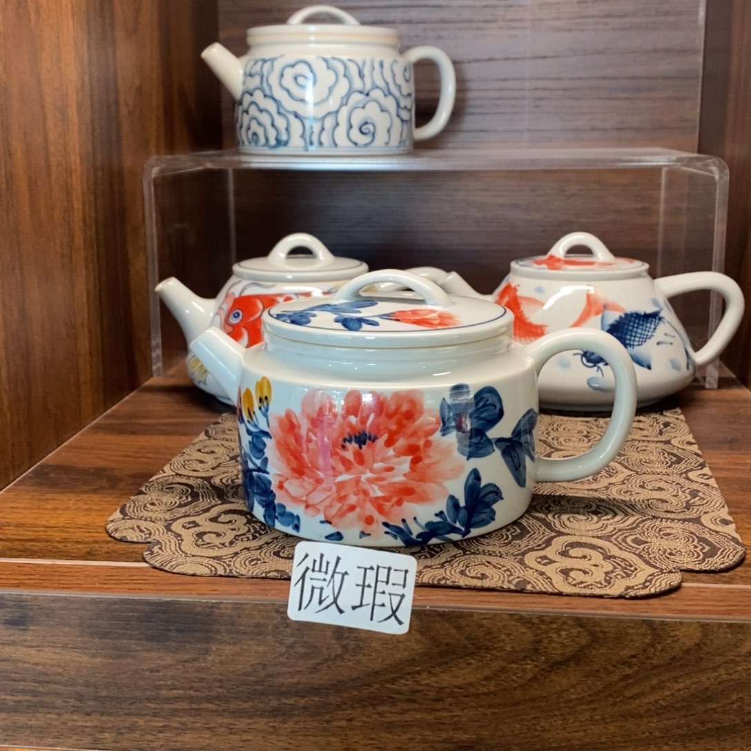 釉下彩老陶泥手工绘制