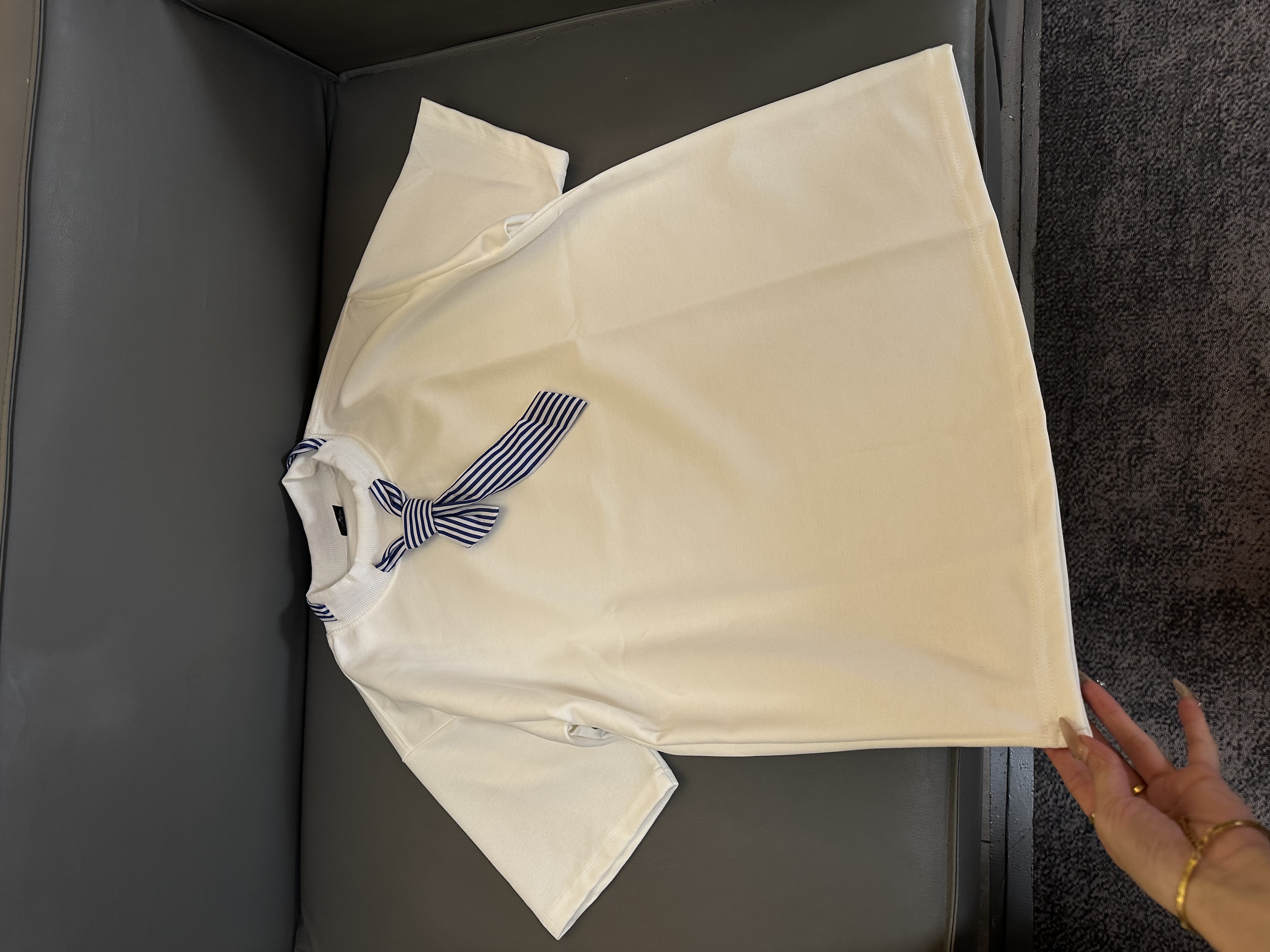 Z131 小方巾蝴蝶结t恤男夏季美式cleanfit短袖航海系情侣五分半袖