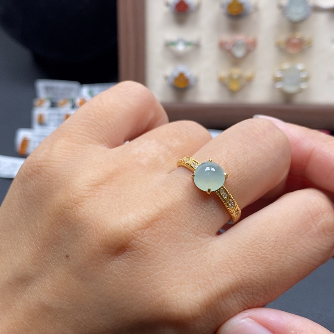 翡翠银S925镶嵌戒指