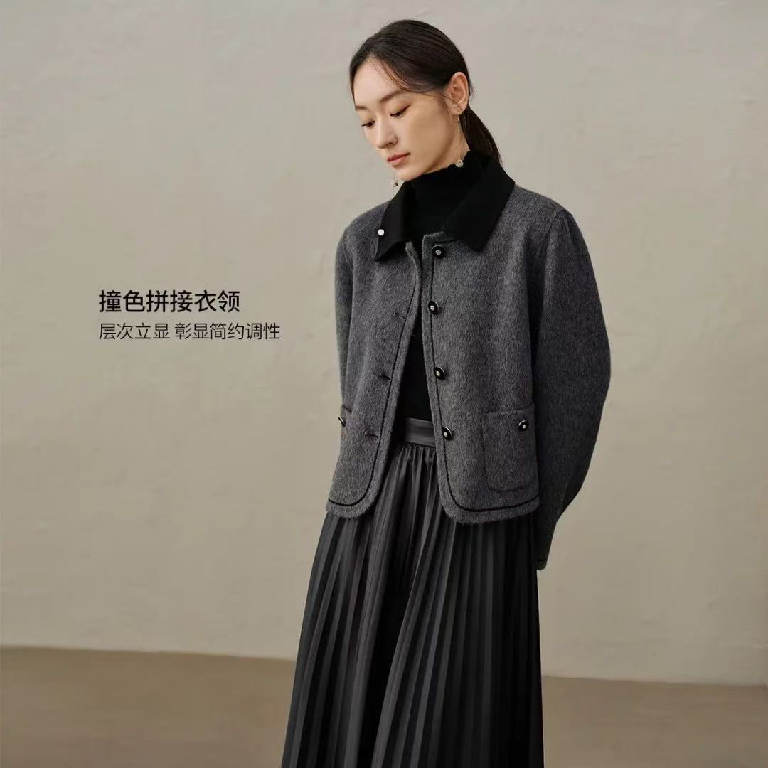 S352【专属】新款时尚法式小香风复古双面呢大衣RS-SY24D88126