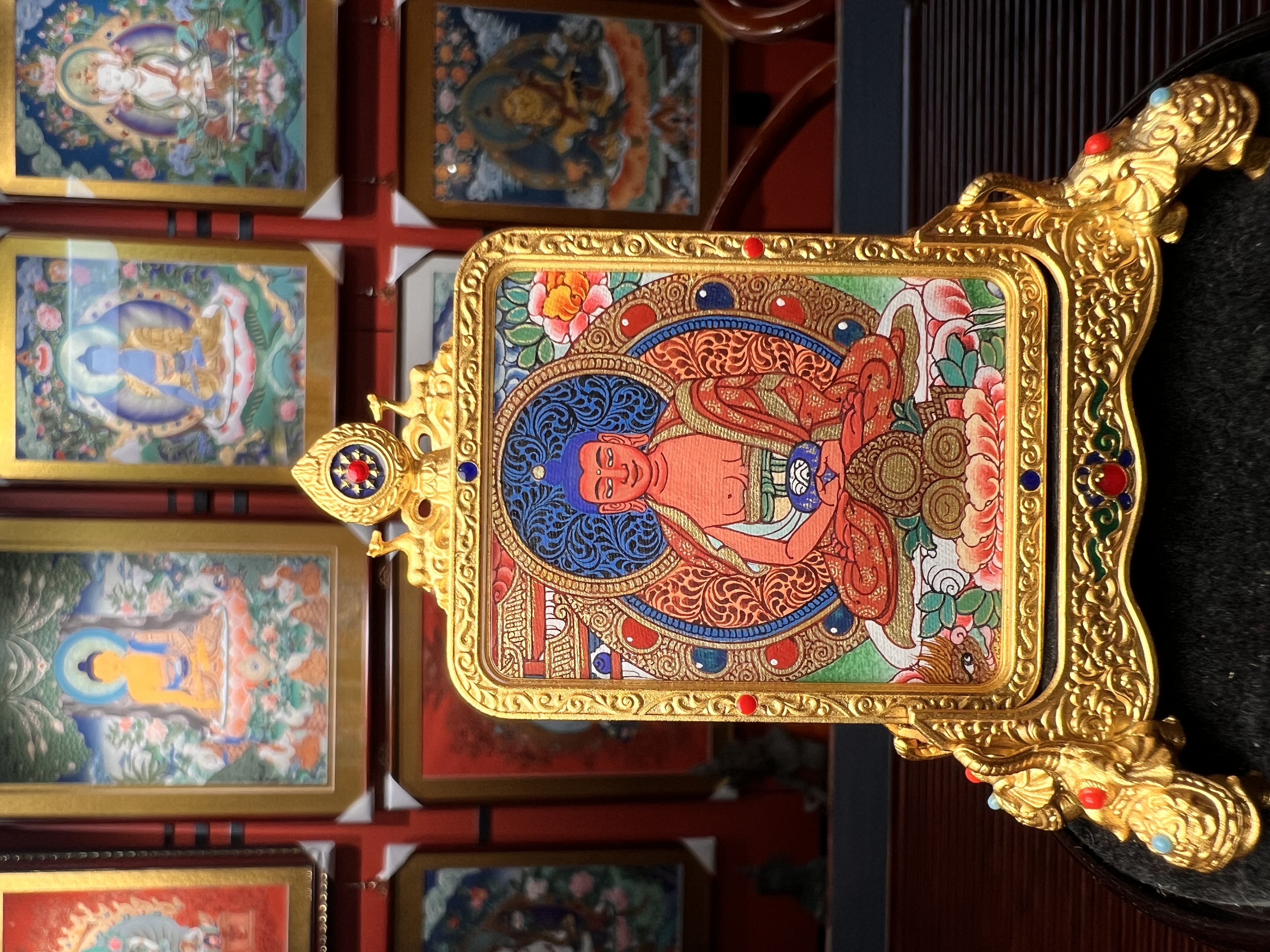 全手绘原材料热贡唐卡阿弥陀佛