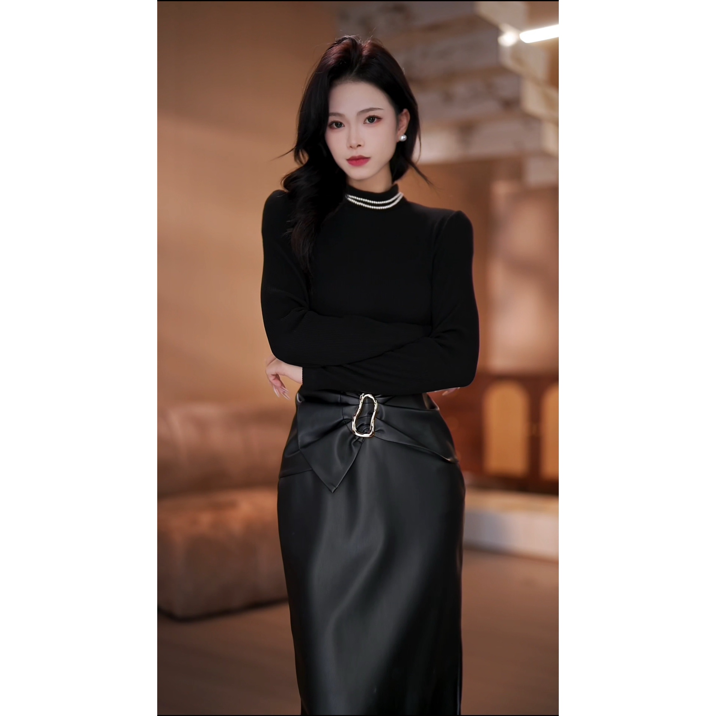 【vivi】窈窕冬季新款法式气质收腰显瘦连衣裙-YL11157