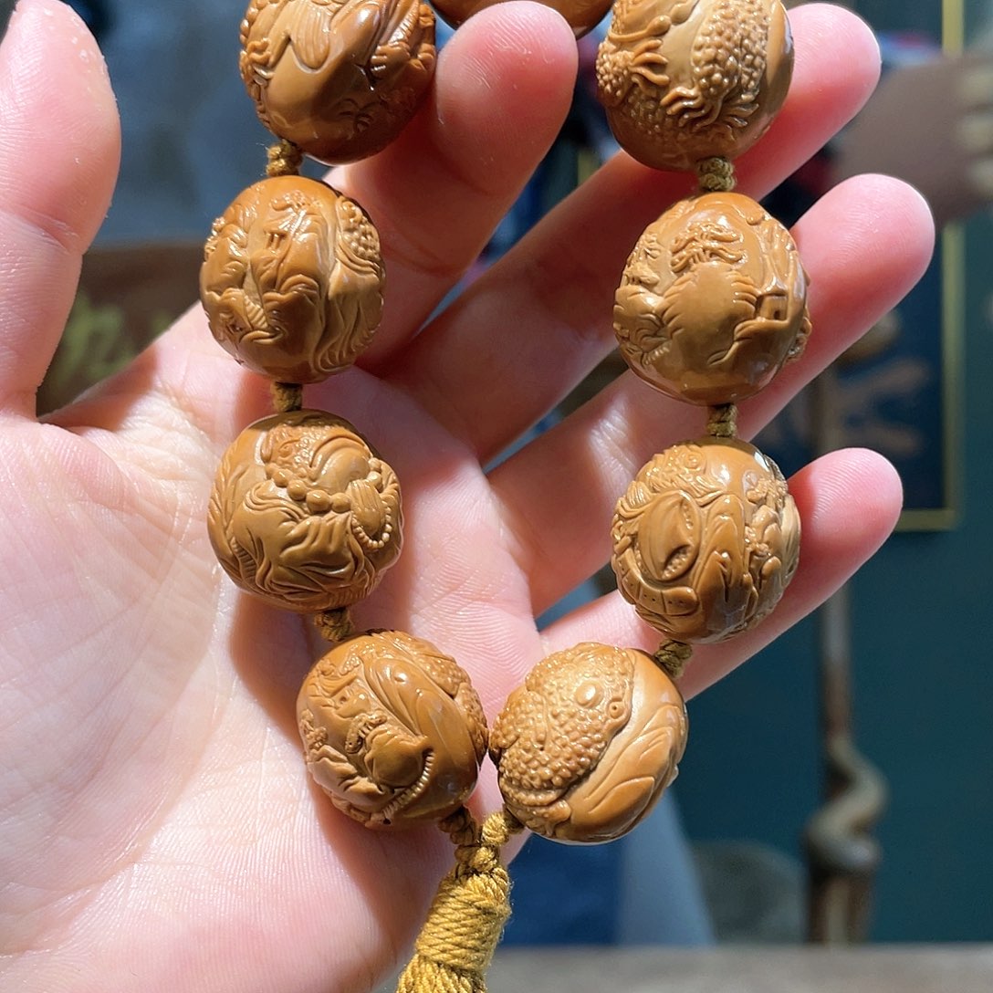 橄榄核手串/手链༺***༻金蟾风景送福……