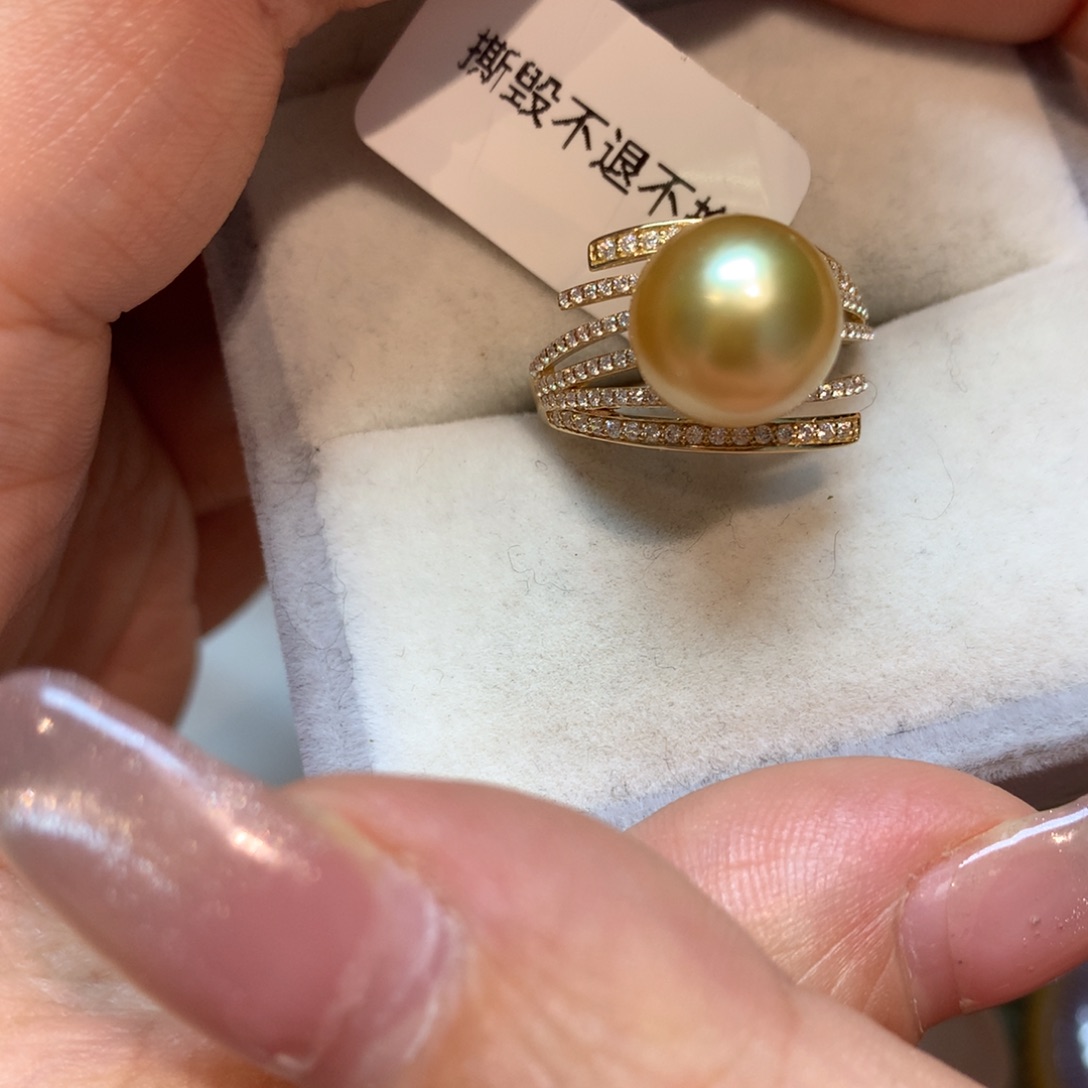 海水珍珠戒指14K金镶嵌