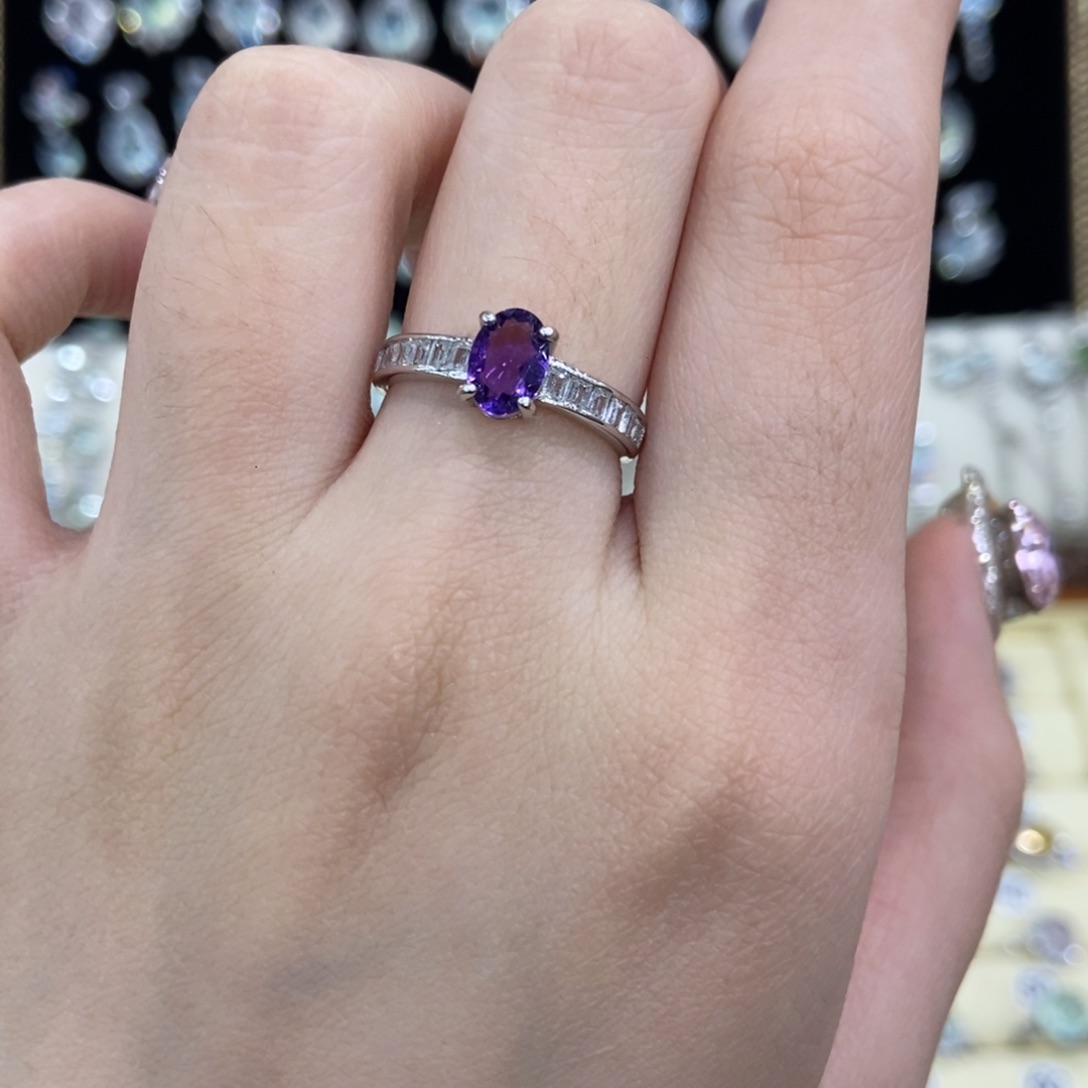 紫晶银S925镶嵌戒指