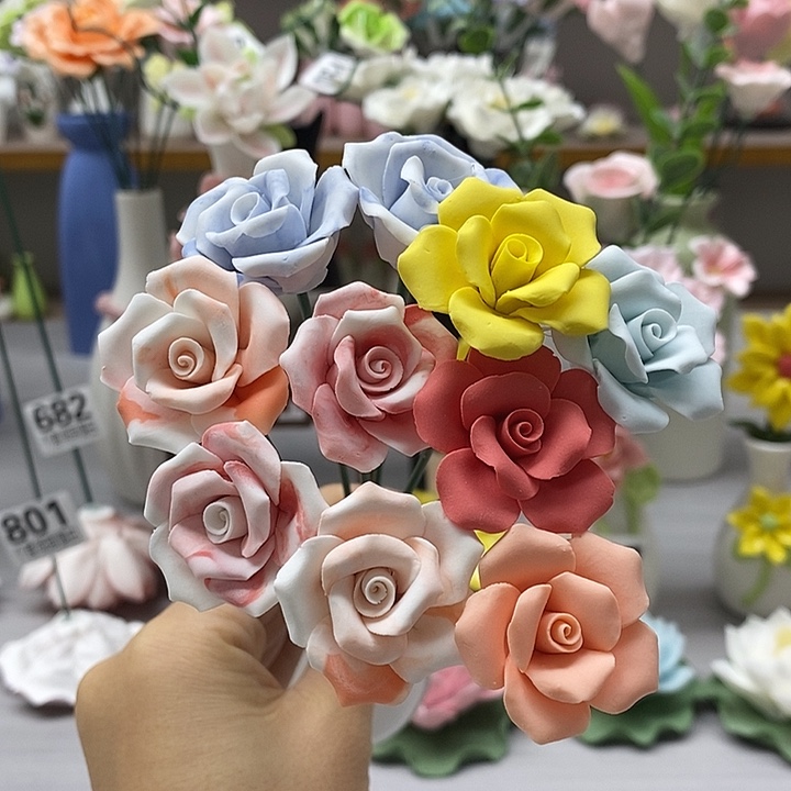 陶瓷陶瓷材料10朵素烧