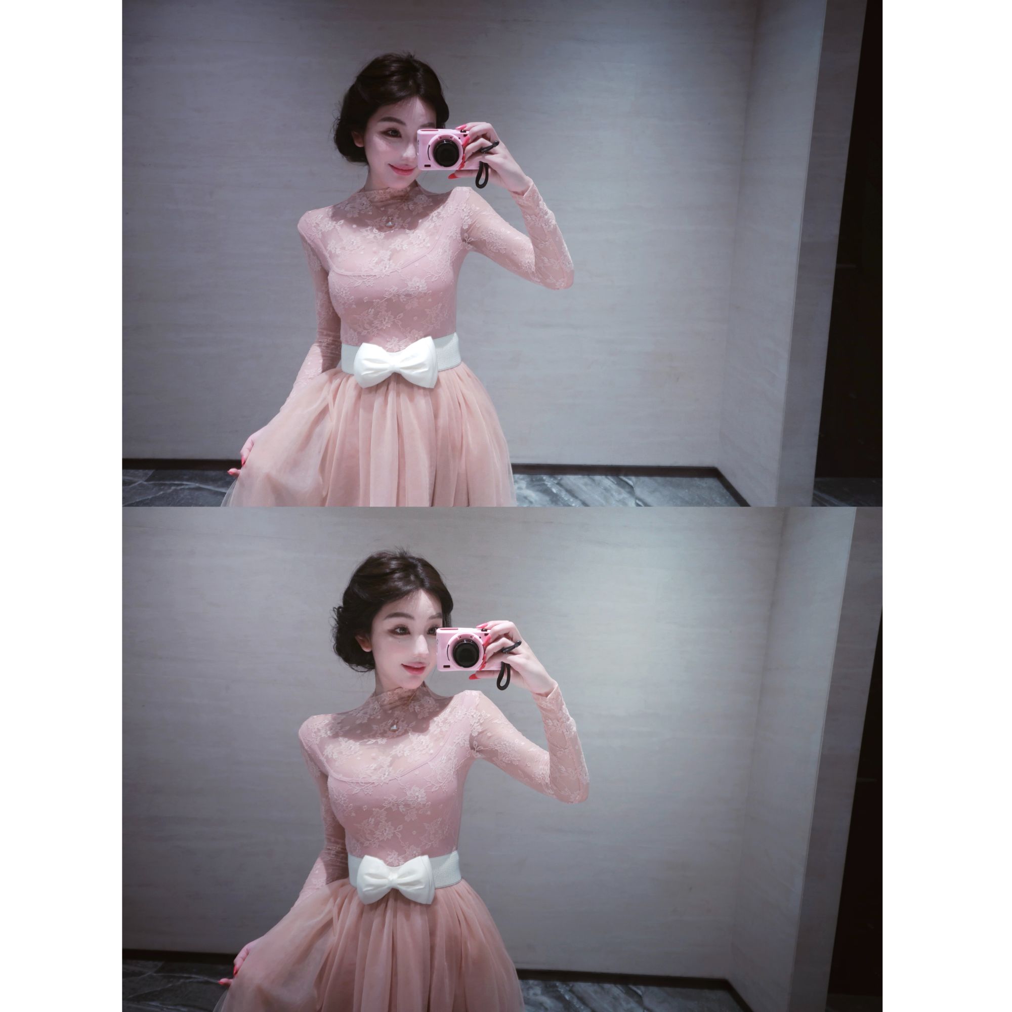 WW原创「粉荔漫舞」气质时尚长款生日轻奢显瘦网红小众设计感连衣裙