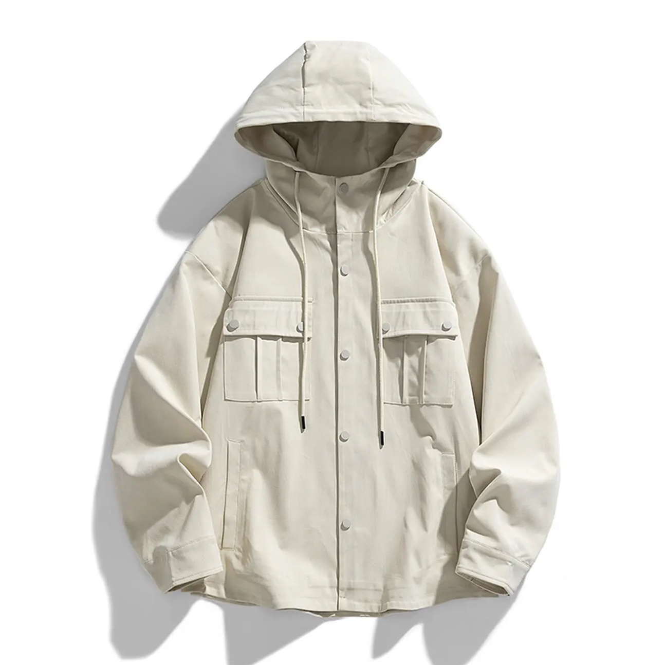 【秋季新款】连帽纯色简约时尚美拉德潮流夹克外套762