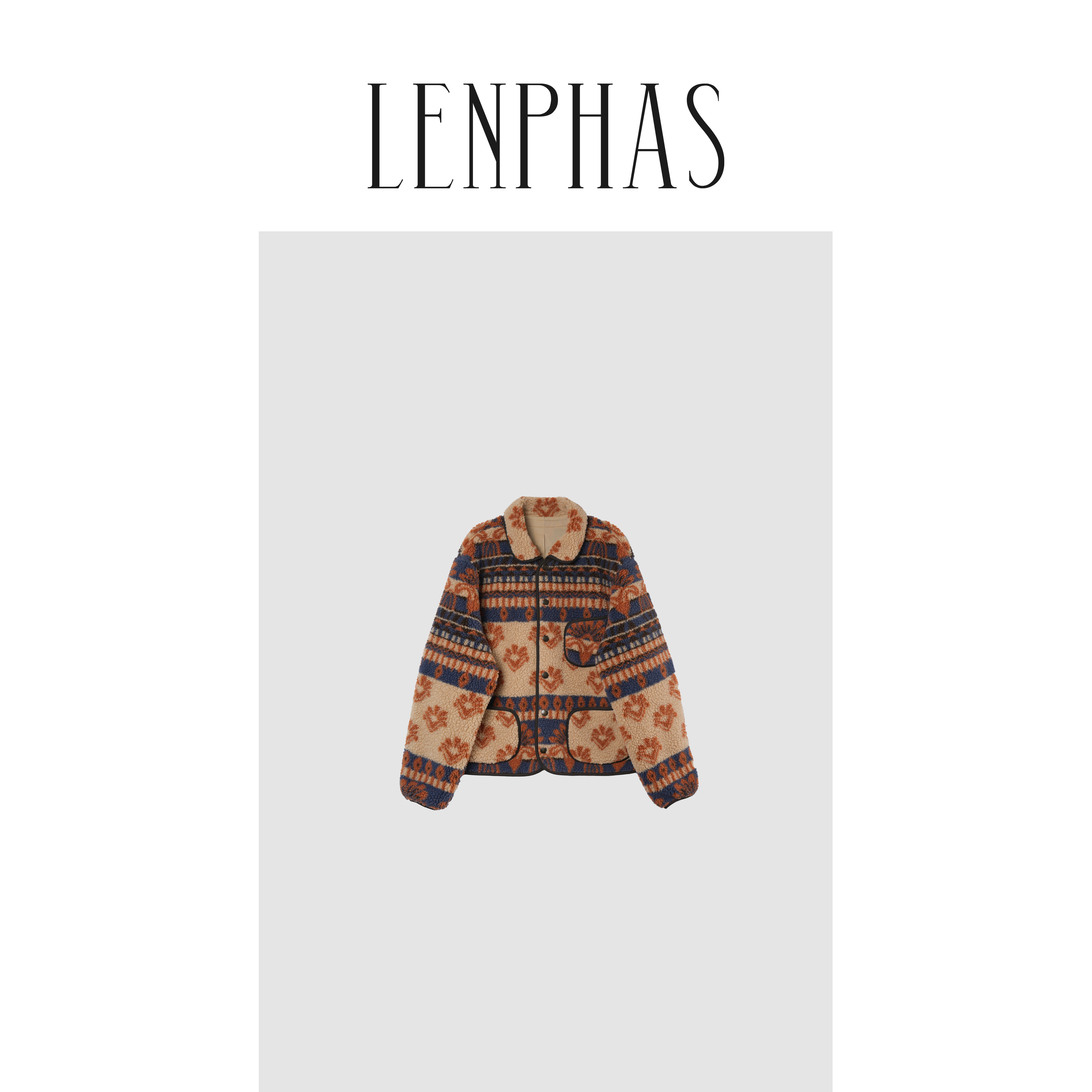 【LENPHAS】复古印花绒感外套