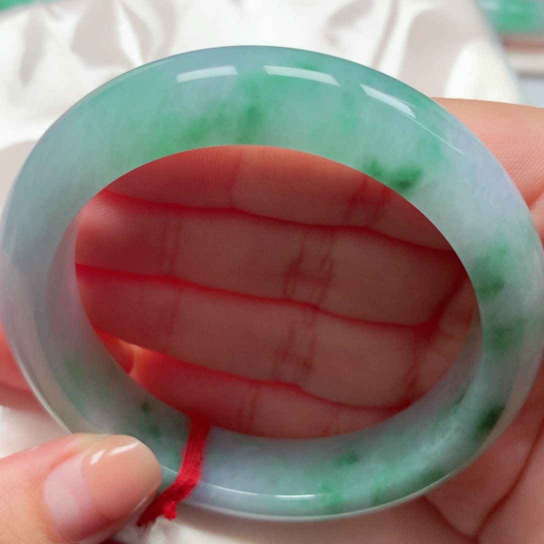 翡翠未镶嵌手镯52紫飘花 厚装