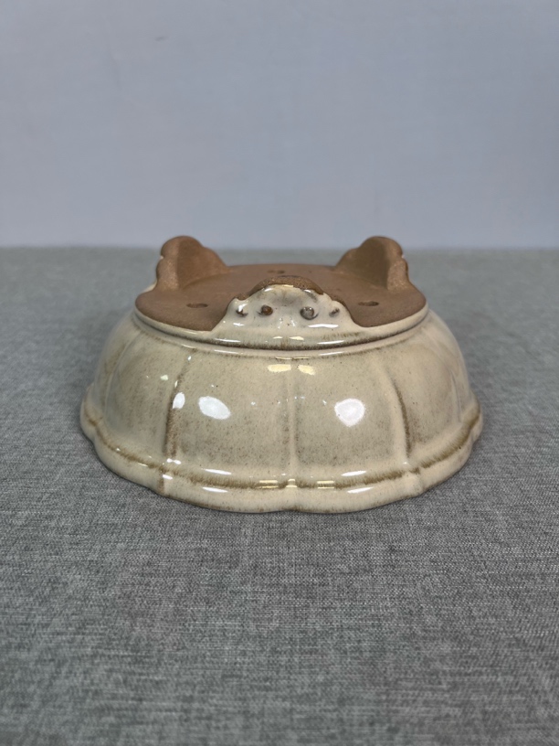 当代 水明白釉莲花盆 外径20*8 内径17*5.5，杂木盆景百搭釉色
