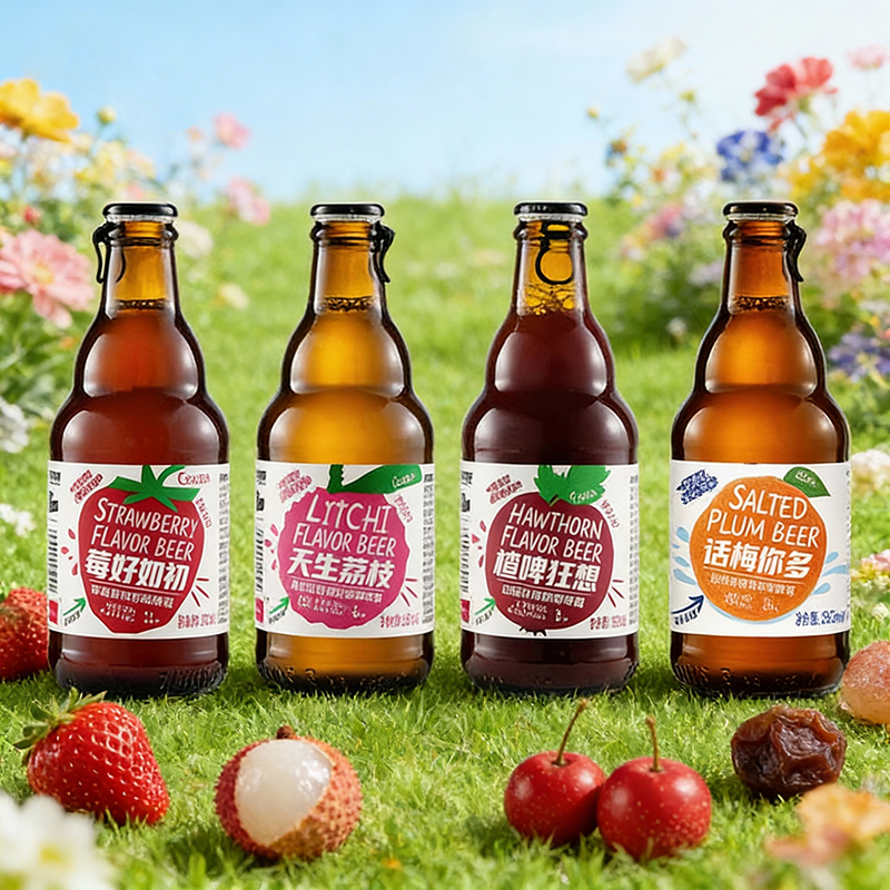 黑熊精酿草莓+话梅+荔枝+山楂组合装305ml/瓶*8瓶/箱