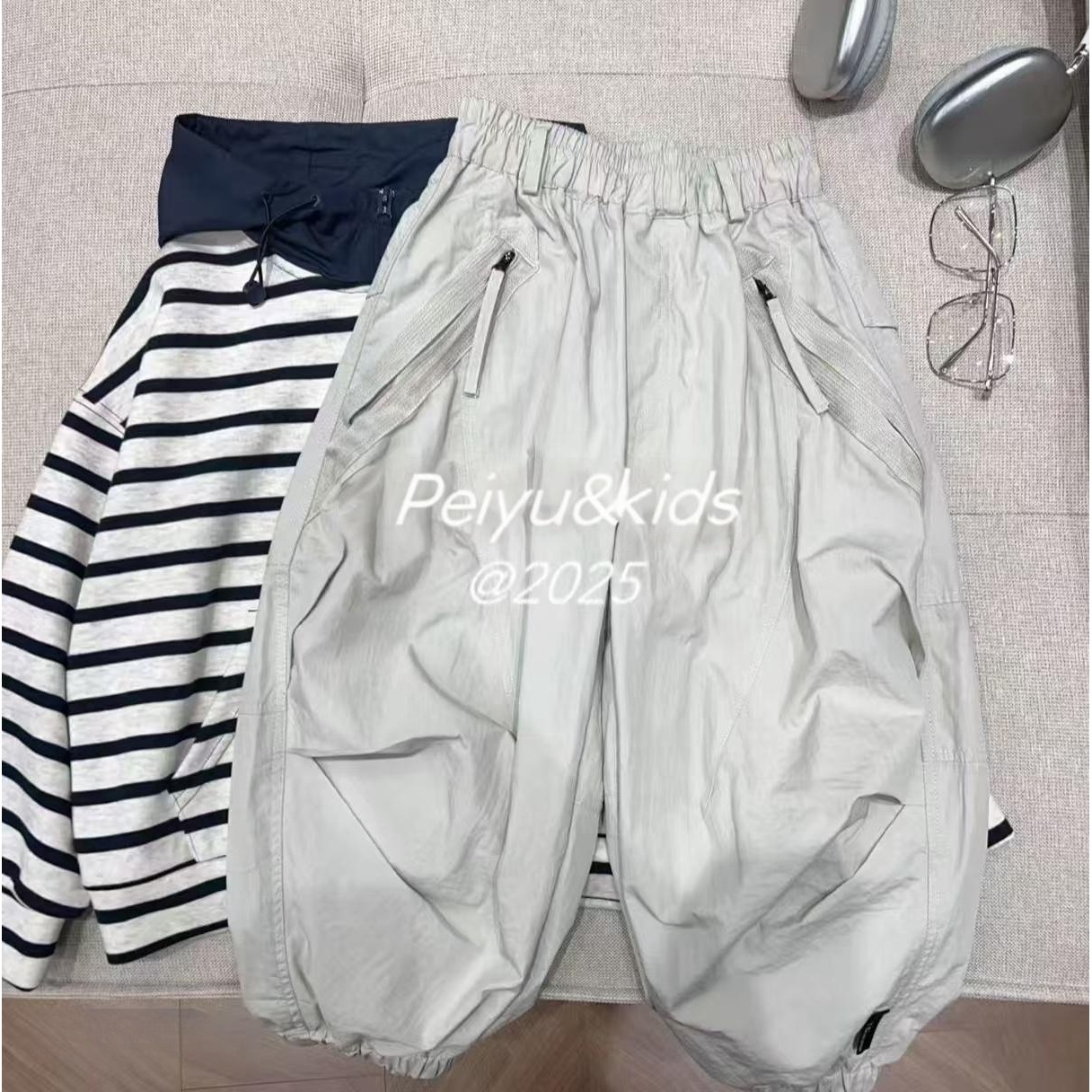 男童休闲风工装裤春秋系带休闲裤中大童百搭时尚童装裤子拼接卫裤
