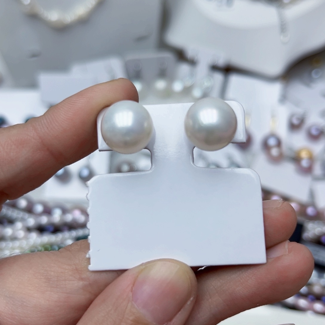 淡水珍珠耳饰银S925镶嵌