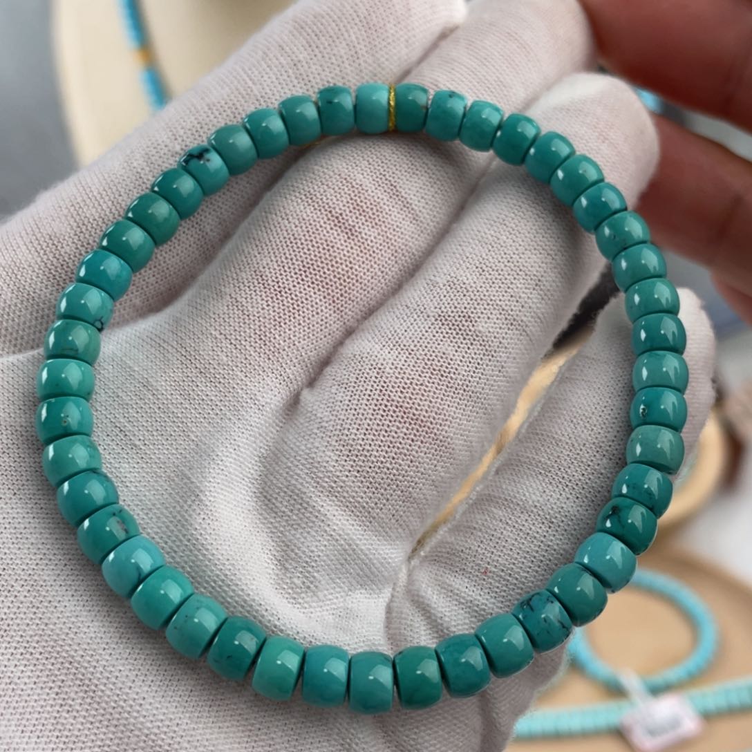 绿松石手链未镶嵌精工玉化直切卡5.6
