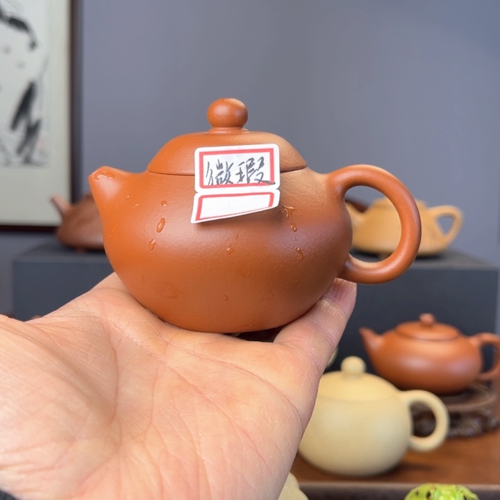 紫砂茶壶?***浩微瑕文旦壶 朱泥 半手工制作