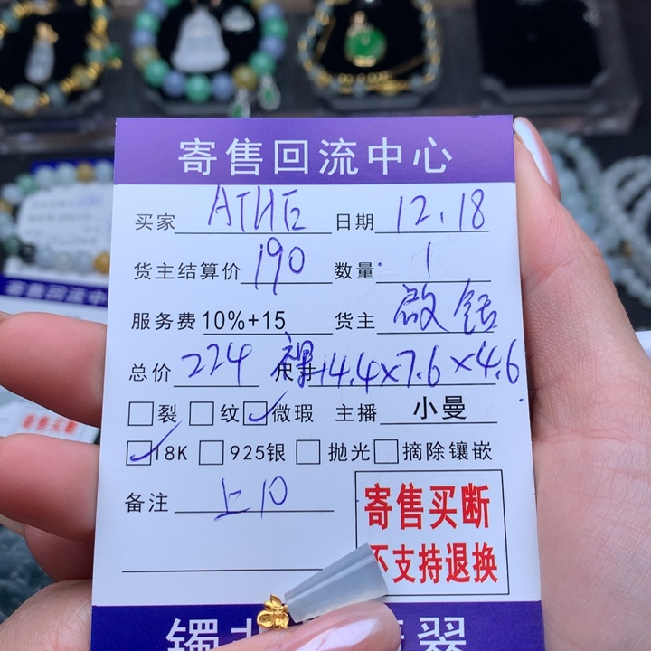 颈饰18K金镶嵌翡翠A****～