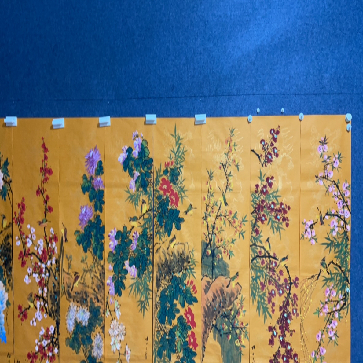 玖玖画院。 条屏花鸟