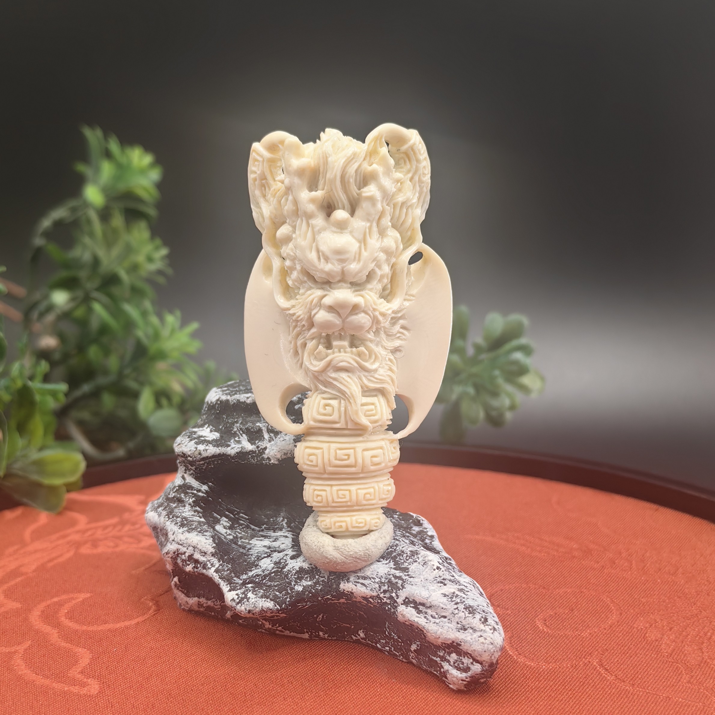 天然猛犸牙冰料龙牙尖手工雕刻