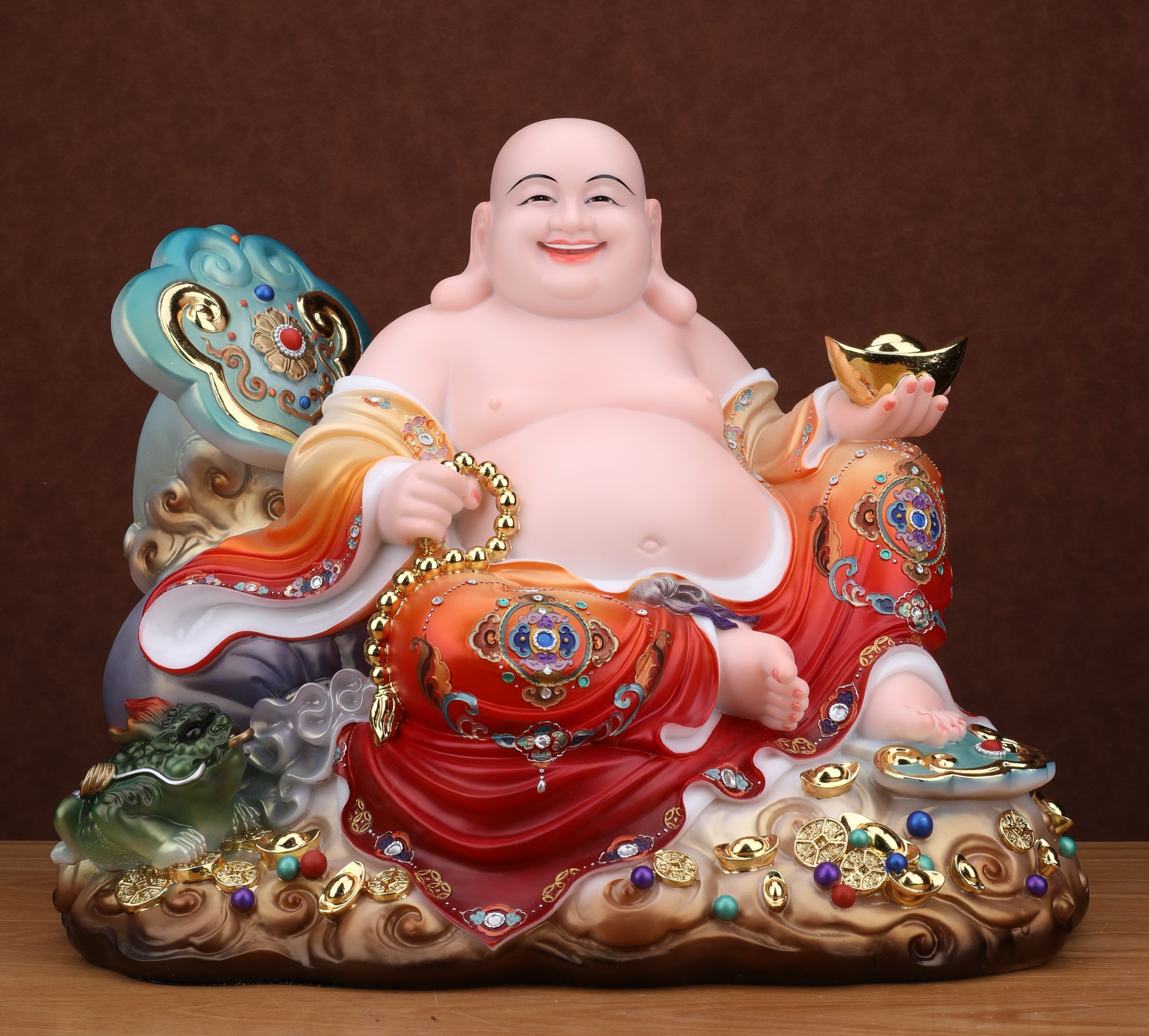 大肚弥勒佛菩萨神像佛像宽体笑佛招财客厅家用店铺瓷彩摆件