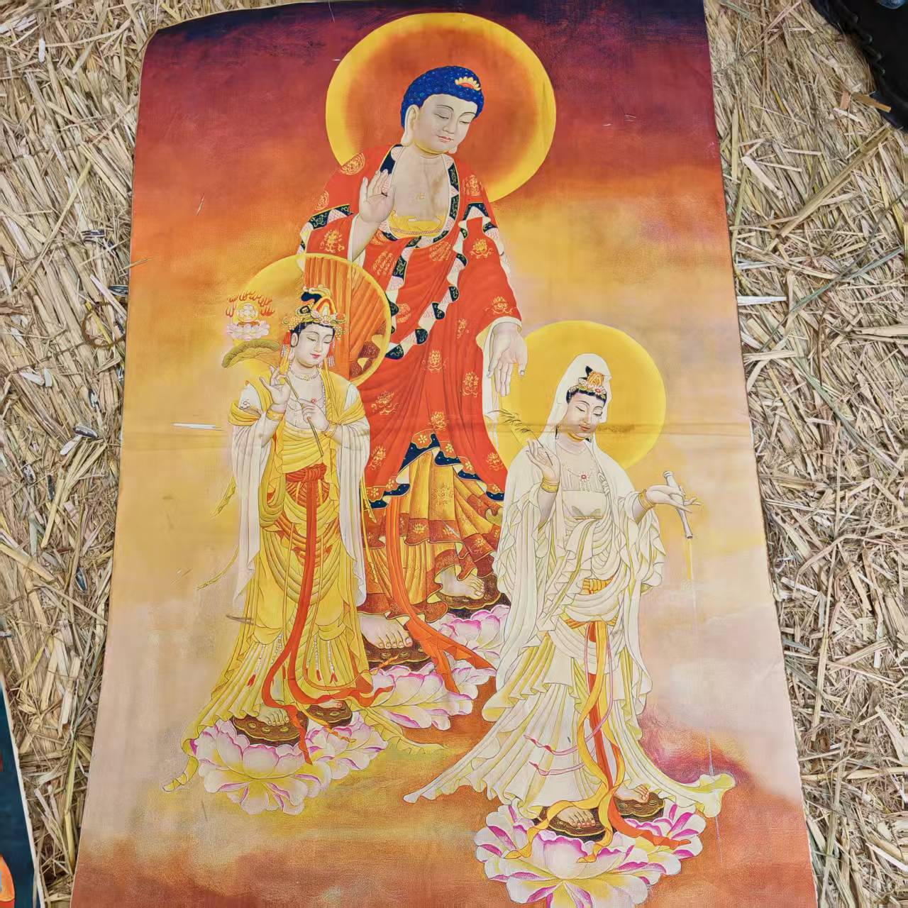 高端精品西方三圣绘画类唐卡AA74