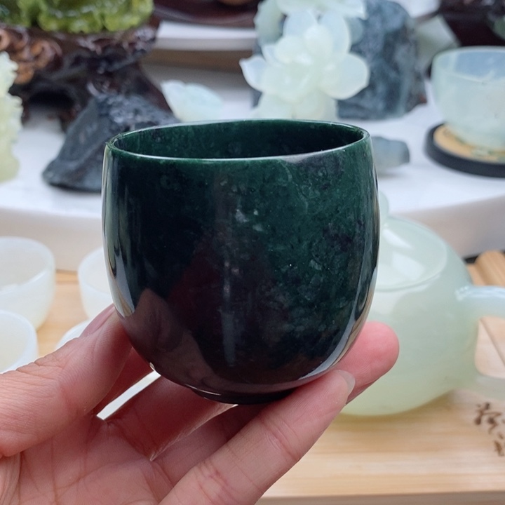 岫玉四大名玉茶杯120c c未镶嵌