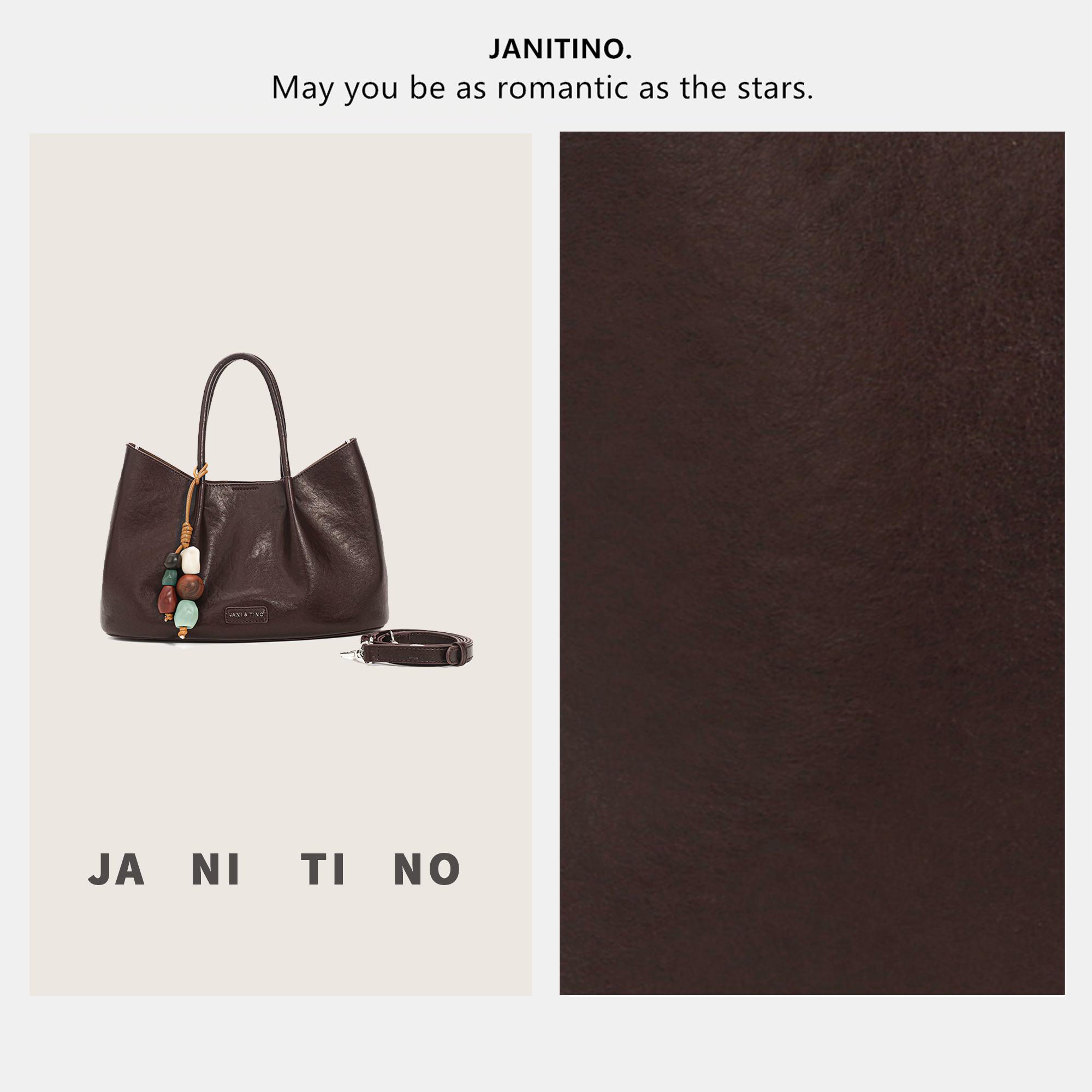 JANITINO/佳妮蒂诺当季新款网红复古休闲单肩手提包4902棕