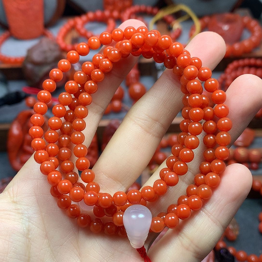 南红玛瑙1未镶嵌满色满肉柿子红多圈