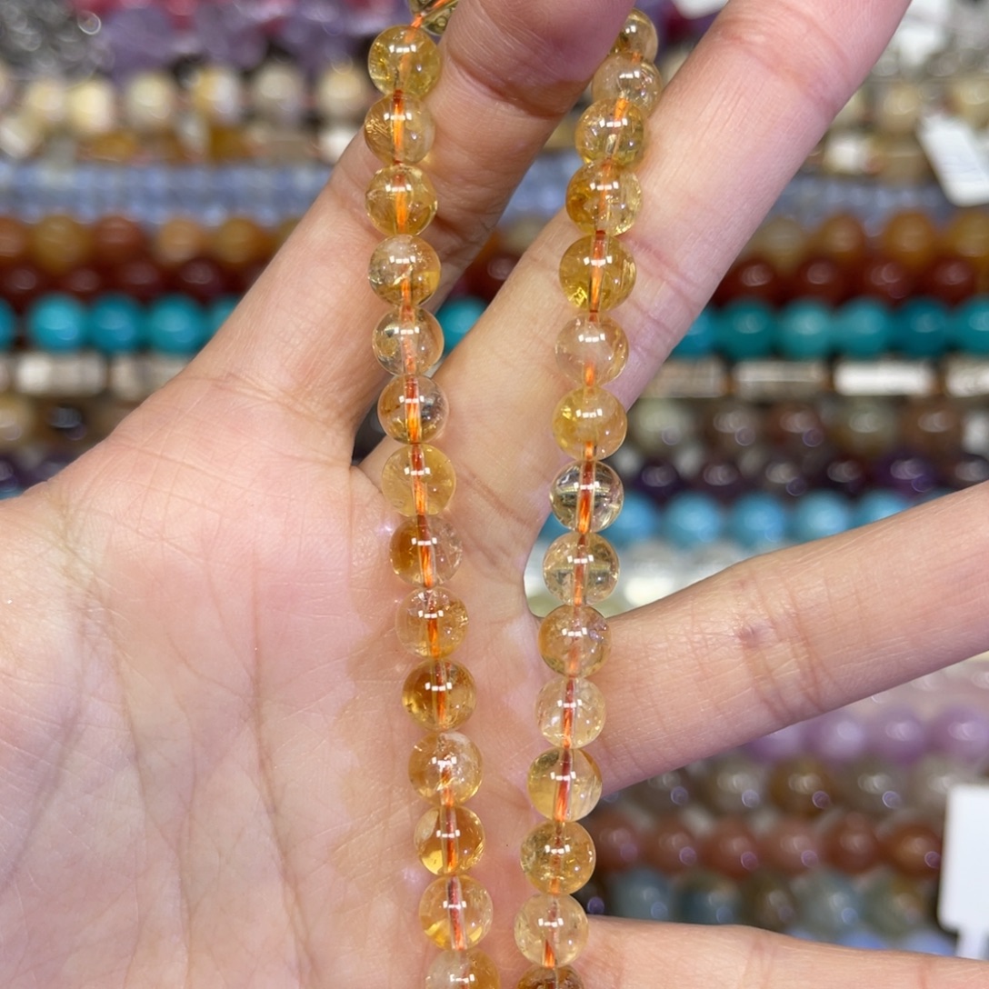 玛瑙/玉髓散珠天然黄塔晶卡6.8长条38厘米