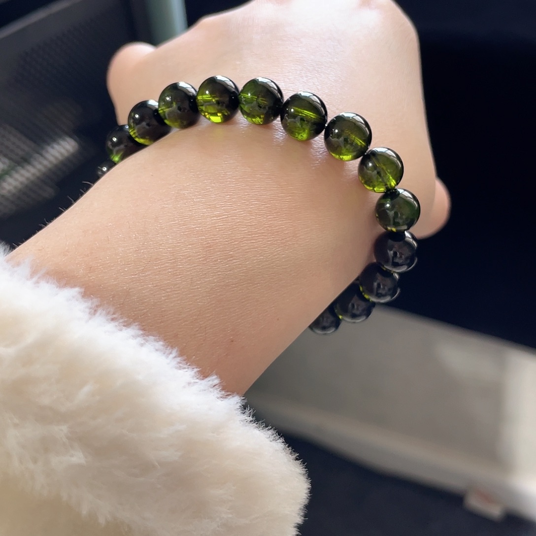 未镶嵌手链碧玺福利款老矿绿碧玺油亮体9.3左右