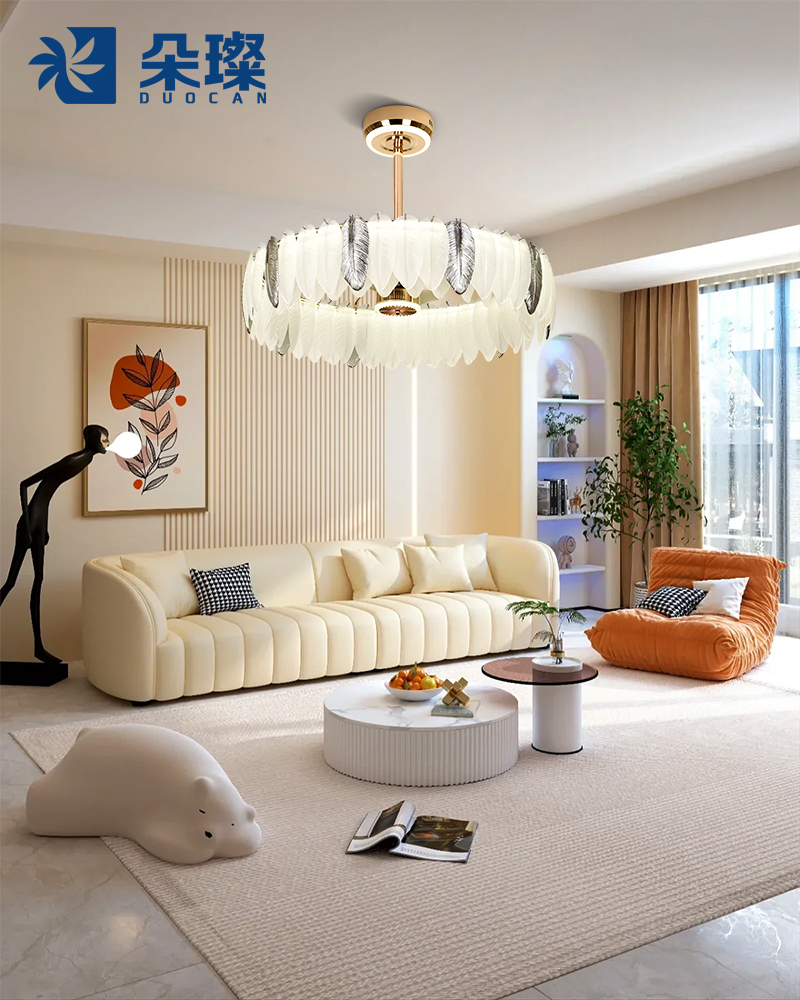 餐厅灯客厅风扇吊灯一体2025新款轻奢语音调节遥控卧室吊扇灯