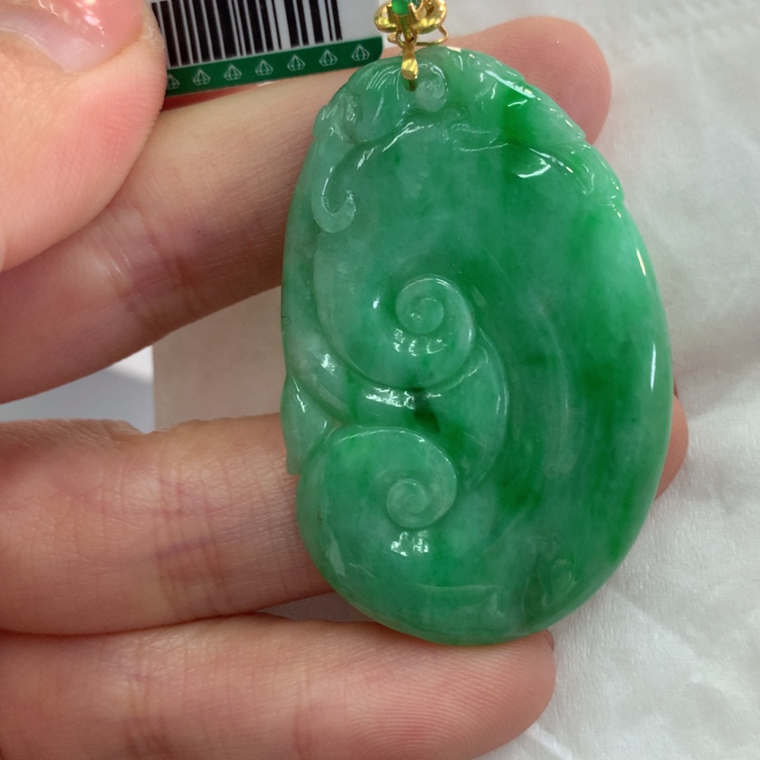 翡翠吊坠(不含链)18K金镶嵌