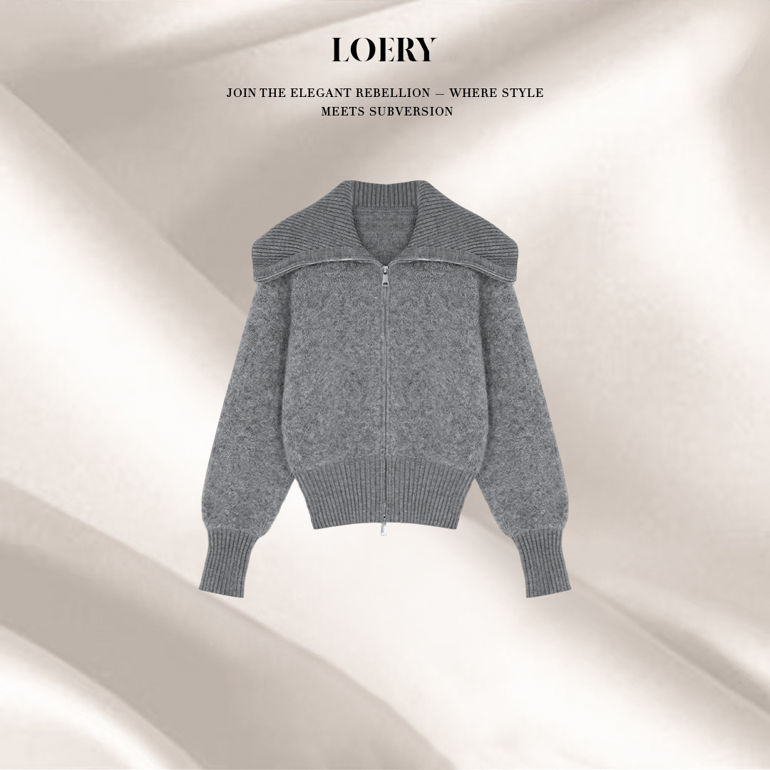 LOERY【软糯布偶编号105】重工拉绒大翻领澳洲羊毛针织上衣-113980