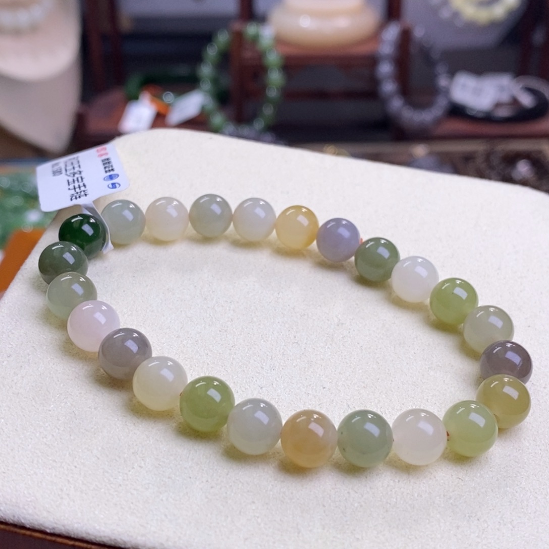 和田玉精品老矿料多宝圆珠手串8m未镶嵌